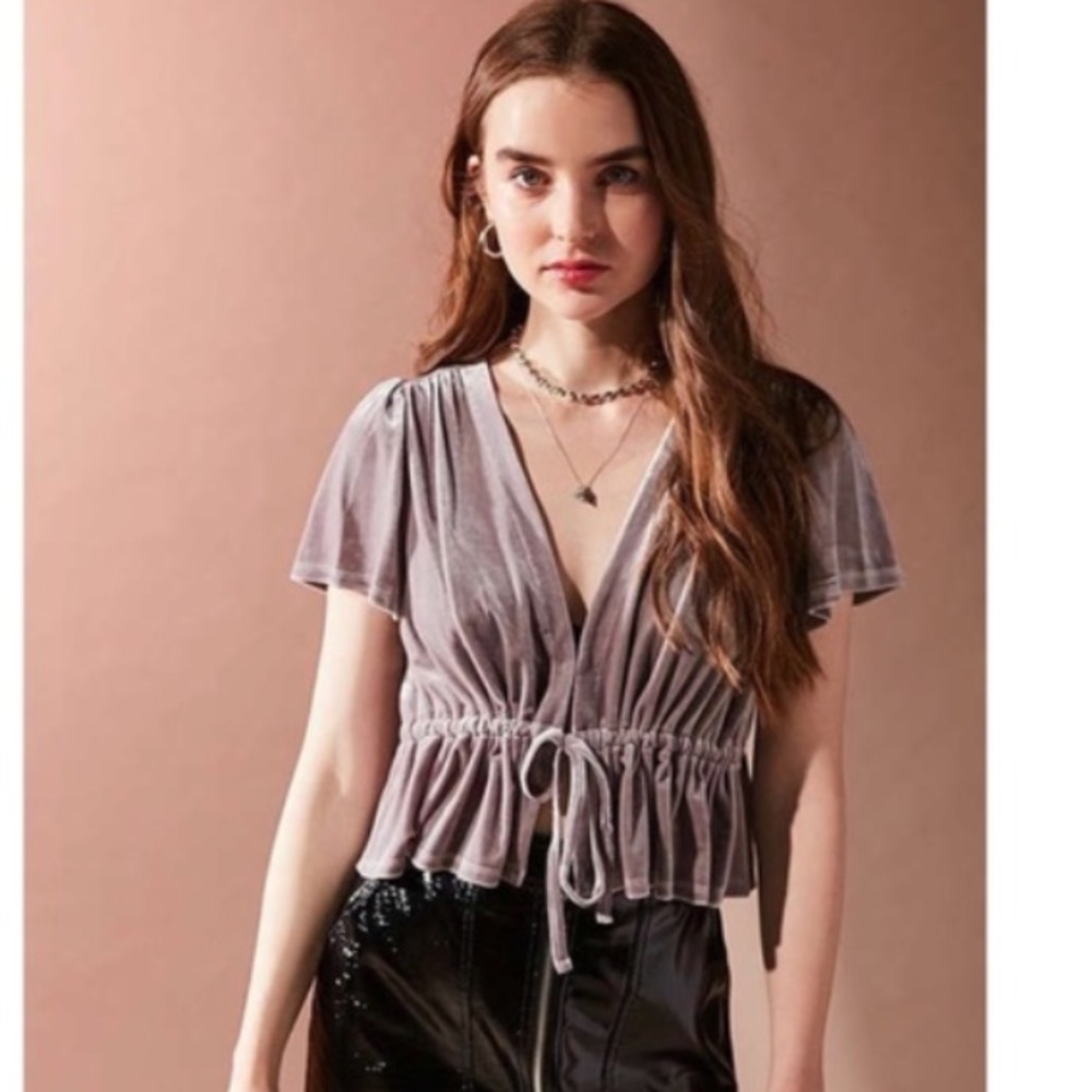 Urban Outfitters Goldie Top- Gray Velvet